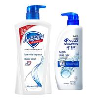 Safeguard Body Wash & Head & Shoulders Shampoo Bundle