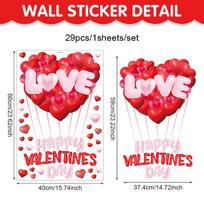 1Pcs Valentine's Day Heart-Shaped Romantic Sweetheart Balloon Sticker, Atmosphere Decor for Glass Windows Display