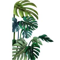 Leaves Flowers Wall Stickers Removable Green Palm Leaf Window Stickers For Home Wall Decals Mural Refrigerator Stickers (as the picture,30x90CMX2pcs)
