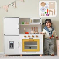 SOFTSEA Wooden Play Kitchen Set - Passed Japanese Food Sanitation Law Standards Tests Includes kitchen, refrigerator, vegetables, ice maker,