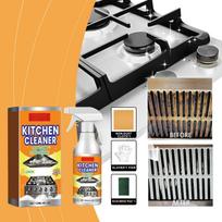 Kitchen Cleaner Spray Set Powerful Grease Remover with Lemon Scent, Includes Gloves, Cloth & Scouring Pad, 120ml