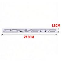 Chevrolet Corvette logotipas galinis ženklelis metalinis modifikuotas angliškos raidės etiketė 3D lipdukas 27,8x1,8cm Automobilio galinės emblemos apdaila sidabras