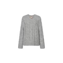 Michael Kors Solid Color V-Neck Cable Knit Pullover Sweater Women sweater Gray MF460Z8F5C-036 M