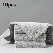 10pcs Kitchen Cloths - Thick Fiber Cleaning Rag, Super Absorbent Soft Dishcloth, Stain Remover Non-Stick Oil Wipe for Kitchen pilka spalva