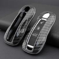 For 2019-2025 Porsche Panamera Taycan Cayenne Coupe 911 Car Remote Key Fob Case Cover Shell Keychain Accessories Carbon Fiber