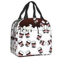 Custom N-Nutellas Delicious Chocolate Sauce Thermal Insulated Lunch Bags Women Portable Lunch Tote for Travel Food Box 22x20x13cm