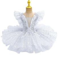 Fashion Sequin Ballet Dress Modern White Ballet Tutu Party Dress Champagne Dance Costumes Children 120CM