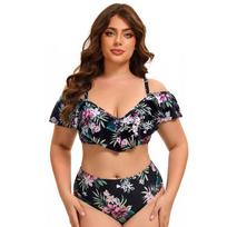 Swimsuit women plus size high waist split bikini sexy gather meat hot spring swimsuit women XL