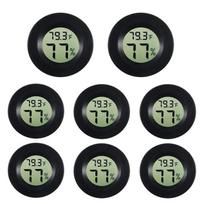8Pc Mini Hygrometer Thermometer Round Digital Humidity Gauge Electronic Humidity Temperature Meter LCD Display Indoor Hygrometer 8PCS