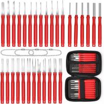 30+4P Terminal Pin Removal Tool Kit, Electrical Connector Depinning Tool Terminal Pin Extractor Kit Wire Release Tool for Car Household Devices (Red) 30-Pack raudona