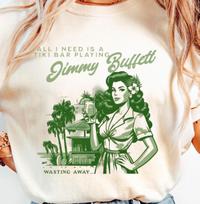 Jimmy Buffett Retro Palm Girl T-Shirt | Tropical Beach Vibes, Island Tee S