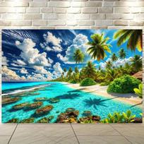 2D Tropical Paradise Tapestry - Vibrant Beach Scenery Wall Art for Home 47.2x31.5inch/120*80cm