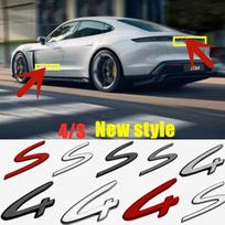 3D Naujos Energijos Raidės 4 S ABS Raidė Galinės Bagažinės Lipdukai Emblema Ženklelis Lipdukas Porsche 911 992 991 996 997 Macan Taycan New 4 raudona