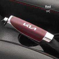 For Kia Rio Ceed Sportage Cerato Soul Sorento Picanto Optima Leather ABS Car Handbrake Grip Protector Case Hand Brake Cover raudona
