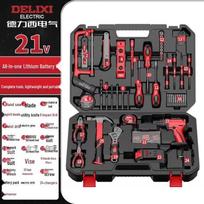 DELIXI 21V Cordless Drill with 110-Piece Accessory Set CN plug (adapter included)