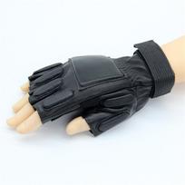 Men's Tactical Sheepskin Half-Finger Cycling Gloves with Protective Wristbands L
