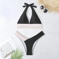 Moteriški vasaros maudymosi kostiumėliai Bikini Seksualūs maudymosi kostiumėliai aukštu liemeniu paplūdimio maudymosi kostiumėliai S juoda