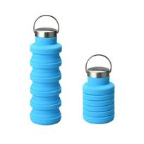 Folding Silica Gel Cup Retractable Silicone Cup for Water Sports Travel Portable Water Bottle Belt Handle Sports Outdoor Drinking Glass 500ml1PCS