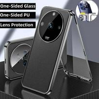 Magnetic Case for Vivo Y100i Y200 GT Y300 Pro Y200i Full-Body Protection Hybrid Leather Shell with Metal Bumper & Anti-Scratch Tempered Glass Vivo Y300 Pro