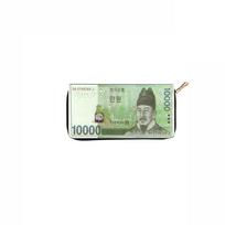 US Dollar Japanese Yen Euro Korean Won Long Zipper Wallet Wallet Wallet