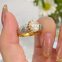Light Luxury Retro Flower Daisy Rings For Women Fashion And High-End Luxurious Unique Turquoise Ring Gardens Style Jewelry Gift resizable
