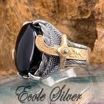 Turkish Style Hand Decoration Plated Imitation Thai Silver Retro Two Color Ring Saudi Ring 6