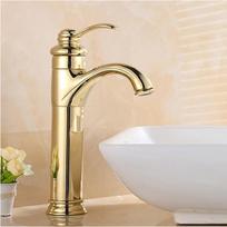 TLXT Golden Teapot Tall Hot & Cold Basin Faucet