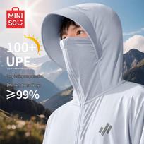 MINISO Men's UPF 100+ Hooded Ice Silk Sun Protection Jacket 4XL