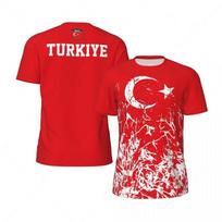 Madingi Turkijos Vėliavos Futbolo Marškinėliai Atsitiktiniai Vasariniai Trumpomis Rankovėmis Vyriški 3D Spausdinti Sportiniai Marškinėliai Laisvi Gatvės Greitai Džiūstantys Marškinėliai Viršutiniai Drabužiai XXS