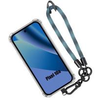 Case for Google Pixel 10a, Transparent Shockproof Protection with Removable Blue Strap
