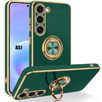 Dėklas Samsung Galaxy A57 5G, plonas apsauginis nuo įbrėžimų su besisukančiu žiedu - Naktinis žalias žalia