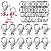 80Pcs/Set Stainless Steel Lobster Clasp Jump Rings Connectors Clasp Crimp End for Bracelet Necklace Chains DIY Jewelry Making