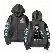 Demon Slayer Muichiro Tokit Hoodie Anime Jacket Zip Up Tops Streetwear Autumn Winter Long Sleeve Pullover Men Women S