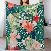 Tropical Palm Leaves Throw Blanket Ultra Soft Warm Lightweight Cozy Plush Blanket for Bed Chair Car Sofa Couch Bedroom Dorm 75x90cm