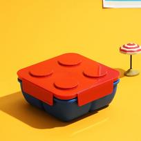 Square Building Blocks Lunch Box Microwaveable Plastic Bento for Kids