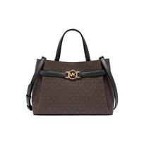Michael Kors Mk Angelina Monogram Commute Letter Faux Leather Shoulder Crossbody Tote Bag Medium Women bags Dark-Brown Black 30F2GAQS2B-292 Basic Set (Bag+Dust Bag)