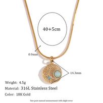 MamacitaSlay 316L Stainless Steel Natural Stone Sun Moon Star Snake Chain Necklace 18K Gold Plated Waterproof Jewelry For Women 40cm
