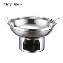 20/22cm Stainless Steel Hot Pot Stove Thickened Wok Pan Double Ears Scratch-resistant Outdoor Cooking Pot Kitchen Cookware