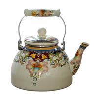 Vintage Enamel Tea Kettle, Thickened Enamel Teapot Heat Resistant Floral Enamel Pot Coffee Pot for Kitchen Decor Wedding Gift