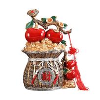 Feng Shui Decor Statue Decorative Persimmon Treasure Basin Prosperity Sculpture for Cabinet Bookshelf Shelf Office Birthday Gift