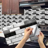3D Marble Patter Peel & Stick Tile Sticker,  Removable Wall DecorDecals for Home, Wallpaper Peel and Stick (as the picture,6pcs)