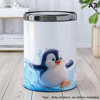Self-adhesive Removable Animal Wall Sticker Cute Panda Penguin Design Decorative Decal for Trash Can Home Room Decor