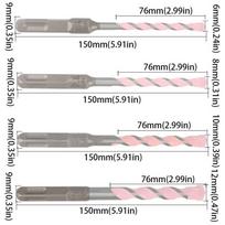 Hard Alloy Electric Hammer Drill High Precision Hex Shank SDS Plus Drill Bit Quick-fit Shank Multi-function Drill Bit rožinė
