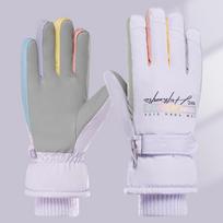 Keep Warm Skiing Gloves Windproof Full Finger Mittens Fashion Riding Mittens  Hiking Purple-style1