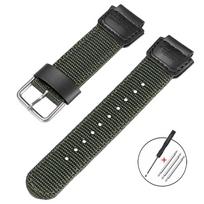 18 mm nailoninė laikrodžio apyrankė Casio AE1200/1300 W800H SGW400 F91W F84 F105/108/A158/168 vyriškam sportiniam audinio odos apyrankės dirželiui 18mm žalia