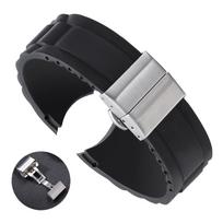 Silikoninė laikrodžio apyrankė 22mm 20mm Seiko Fossil laikrodžiams Apyrankė lenktu galu Tvirtas sulankstomas sagtelė Laikrodžio apyrankė Vyriški priedai 20mm&M