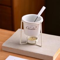 With Fork Chocolate Melting Cup Heat-resistant Detachable Fondue Cup Drinking Utensils Tableware Ceramic Mug 200ml