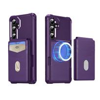 Detachable Wallet Case for Samsung Galaxy A17 A36 A26 A55 A25 5G A15 A05 A34 A73 A53, Magnetic Shockproof Flip Card Holder Cover For Galaxy A52 violetinė