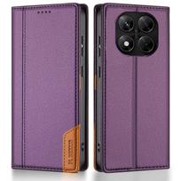 Business RFID Magnetic Flip Leather Case For Xiaomi Redmi Note 15 14 13 12 11 Pro Plus 15C 14C 13C Card Solt Wallet Phone Cover Redmi Note 15 4G violetinė