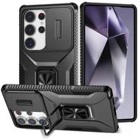 Slide Camera Lens Phone Case for Samsung Galaxy S25 Ultra S24 23 S22 Plus Cover Metal Ring Kickstand Car Mount S25 Phone Shell for S25
